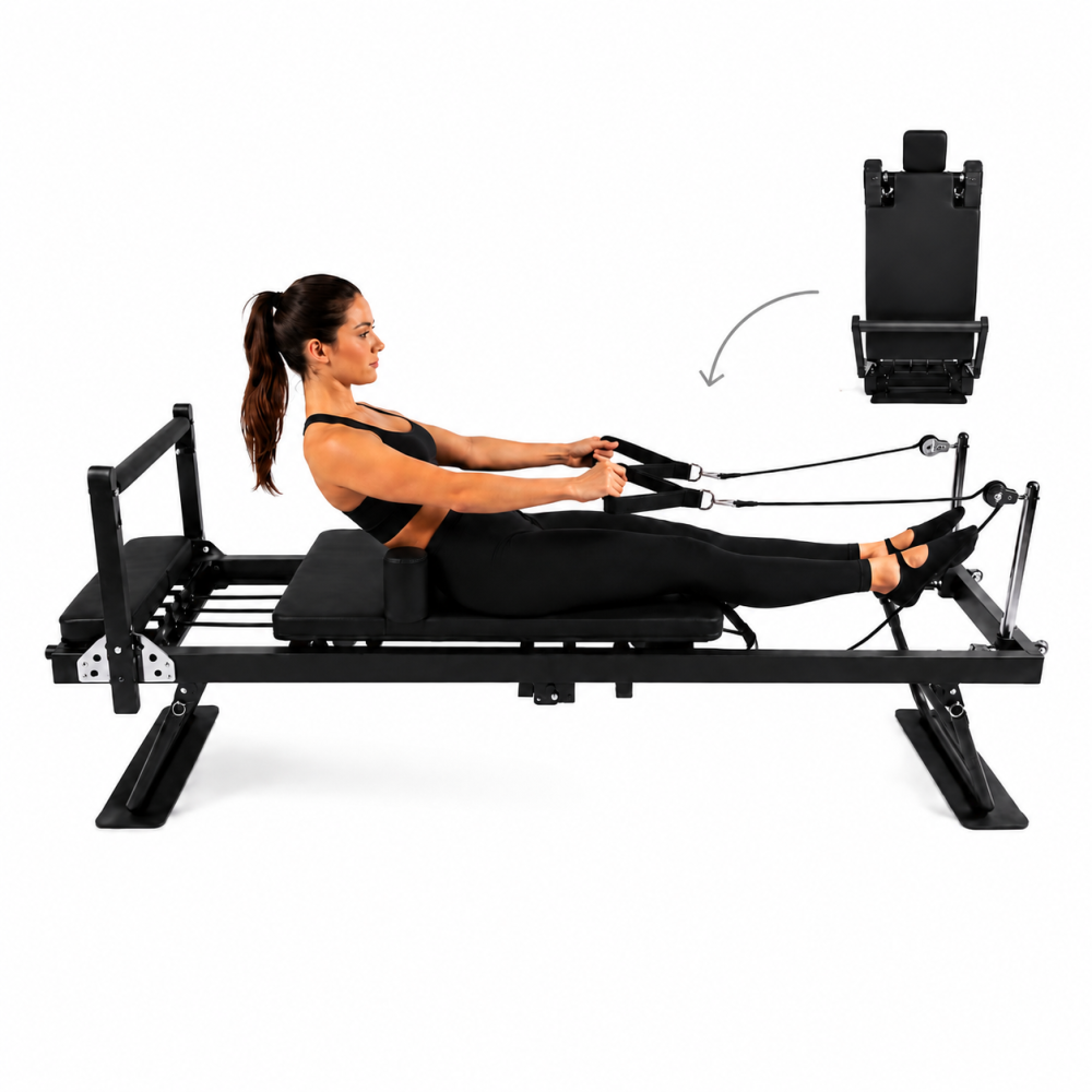 Επαγγελματικό Πτυσσόμενο Κρεβάτι Pilates Reformer Μαύρο S1001E-BLACK