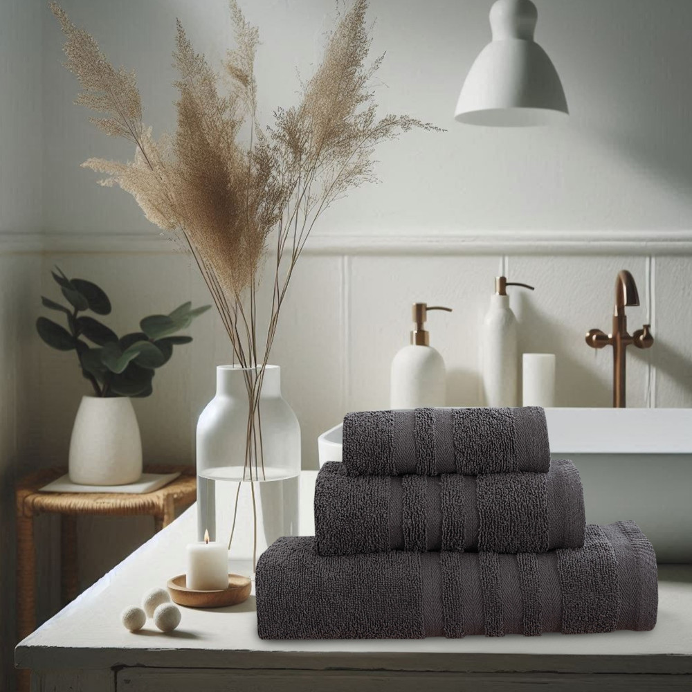 Πετσέτες Μπάνιου (Σετ 3τμχ) 100% Βαμβάκι  Blanca Anthracite 500gsm