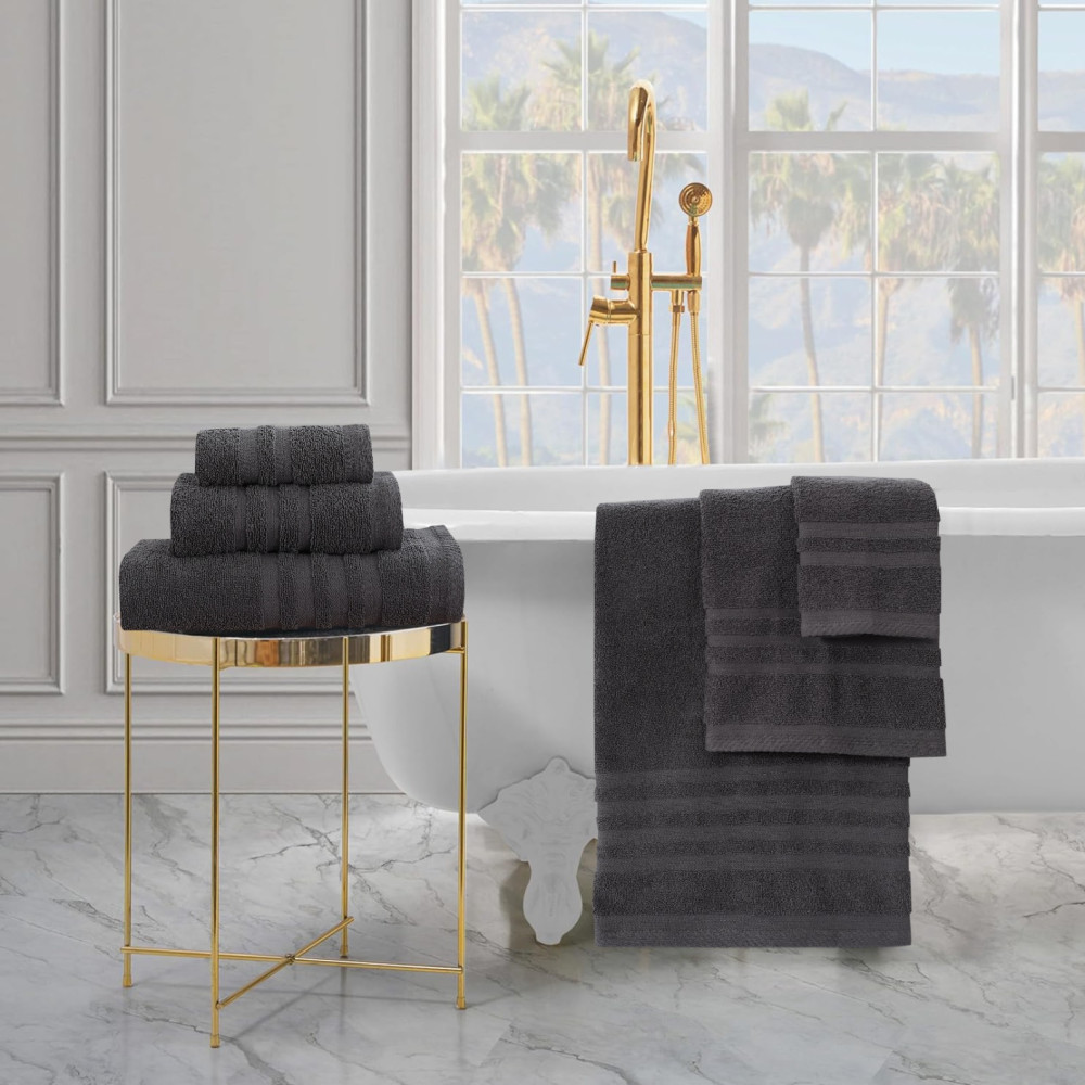 Πετσέτες Μπάνιου (Σετ 3τμχ) 100% Βαμβάκι  Blanca Anthracite 500gsm
