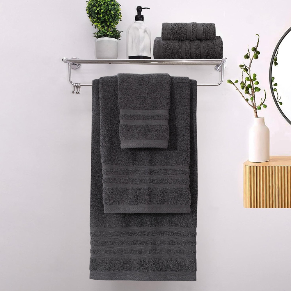 Πετσέτες Μπάνιου (Σετ 3τμχ) 100% Βαμβάκι  Blanca Anthracite 500gsm
