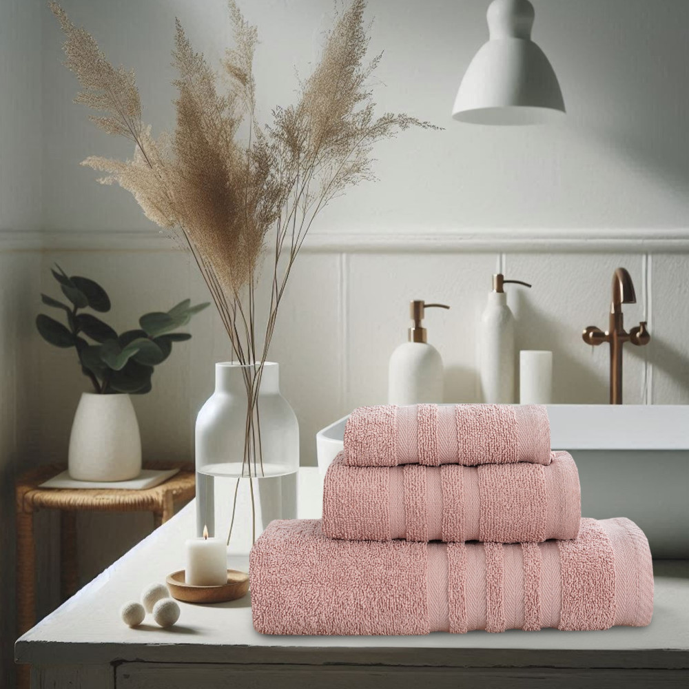 Πετσέτες Μπάνιου (Σετ 3τμχ) 100% Βαμβάκι  Blanca Rose Pink 500gsm