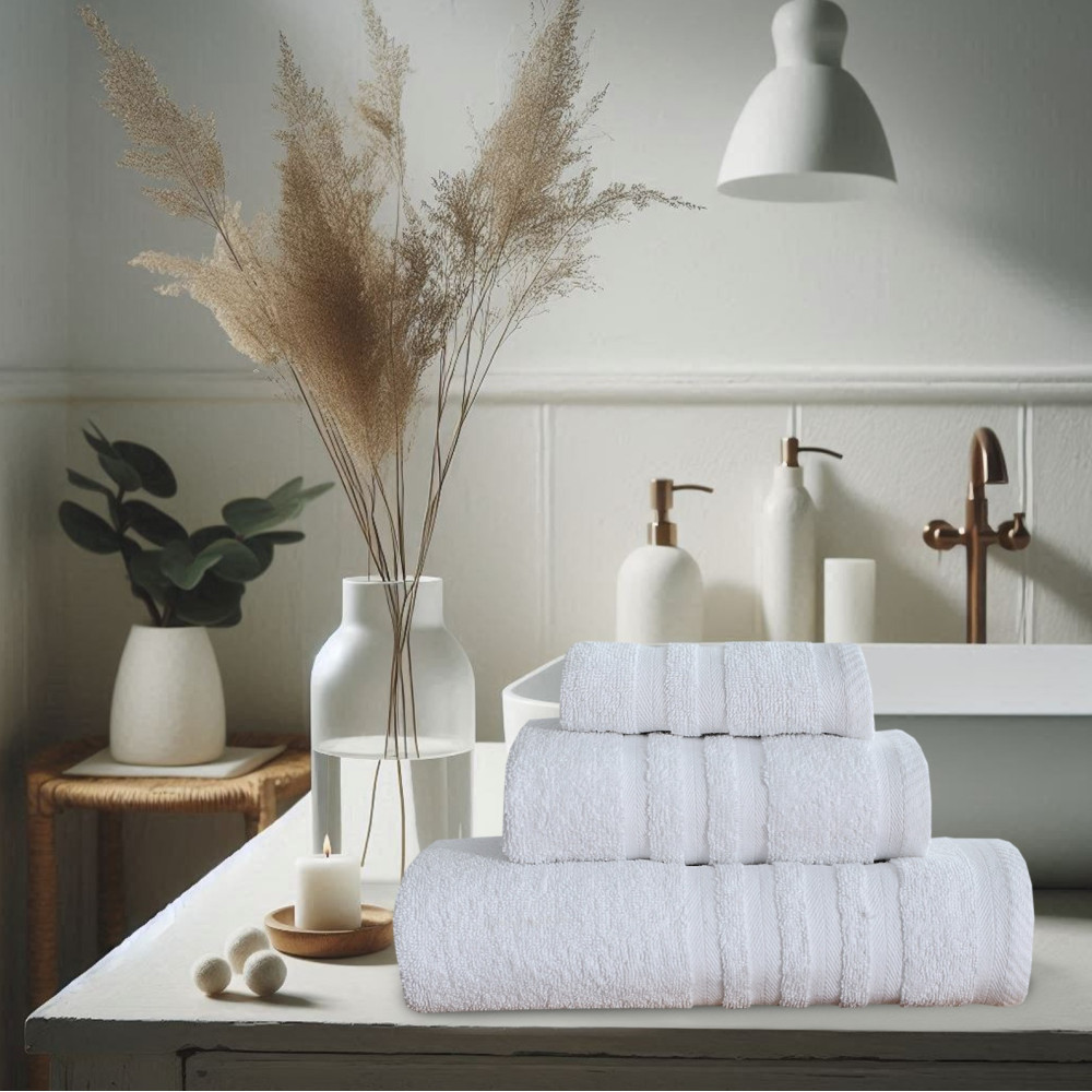 Πετσέτες Μπάνιου (Σετ 3τμχ) 100% Βαμβάκι  Blanca White 500gsm