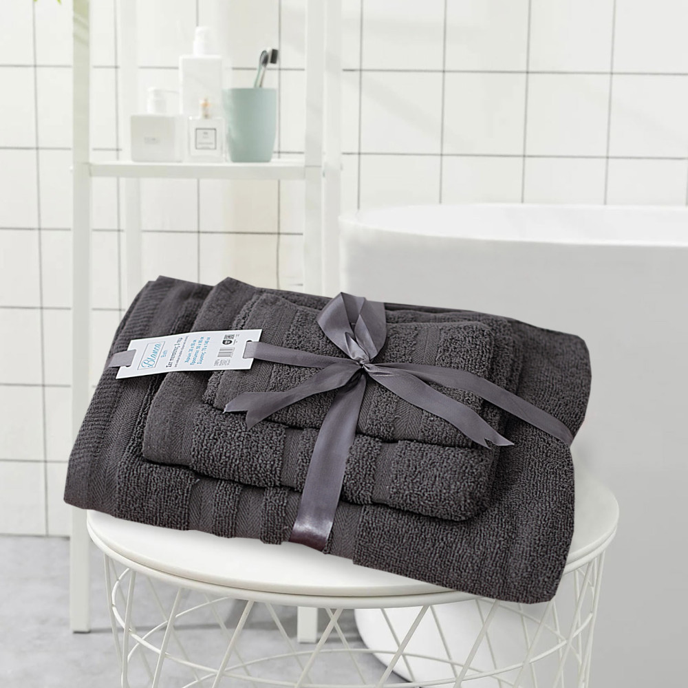 Πετσέτες Μπάνιου (Σετ 3τμχ) 100% Βαμβάκι  Blanca Anthracite 500gsm