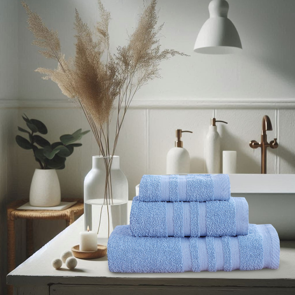Πετσέτες Μπάνιου (Σετ 3τμχ) 100% Βαμβάκι  Blanca Sky Blue 500gsm