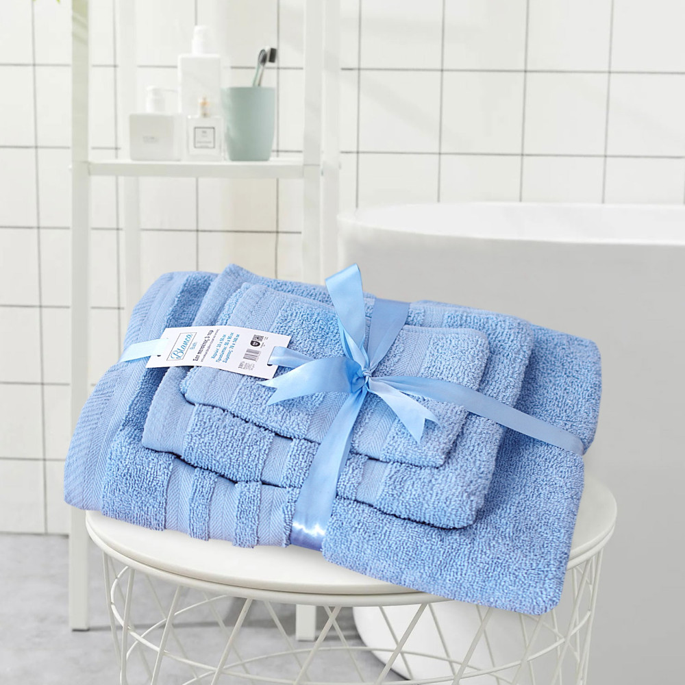 Πετσέτες Μπάνιου (Σετ 3τμχ) 100% Βαμβάκι  Blanca Sky Blue 500gsm