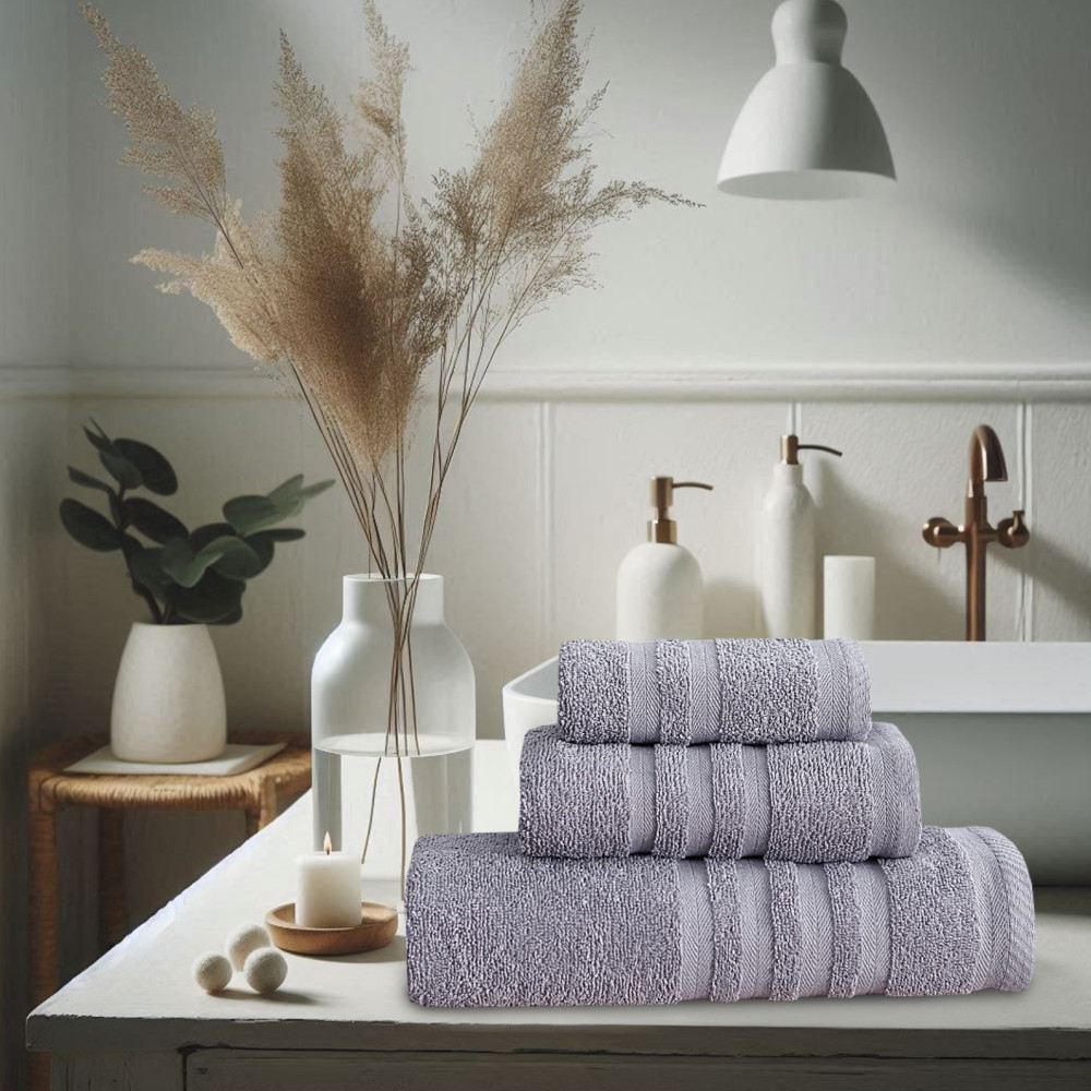 Πετσέτες Μπάνιου (Σετ 3τμχ) 100% Βαμβάκι  Blanca Grey 500gsm