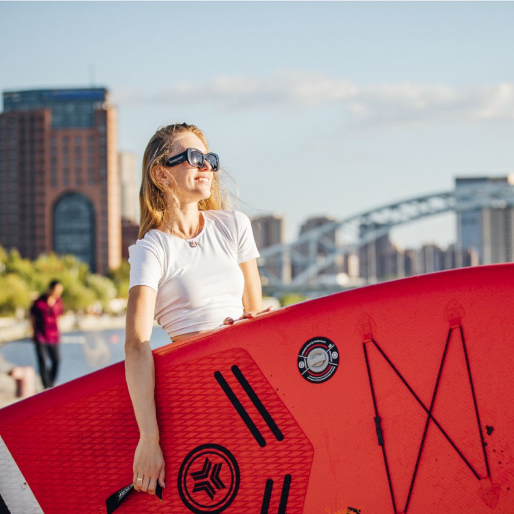 Φουσκωτή Σανίδα SUP 3.20m Κόκκινη με Κουπί, Αξεσουάρ και Σακίδιο Μεταφοράς