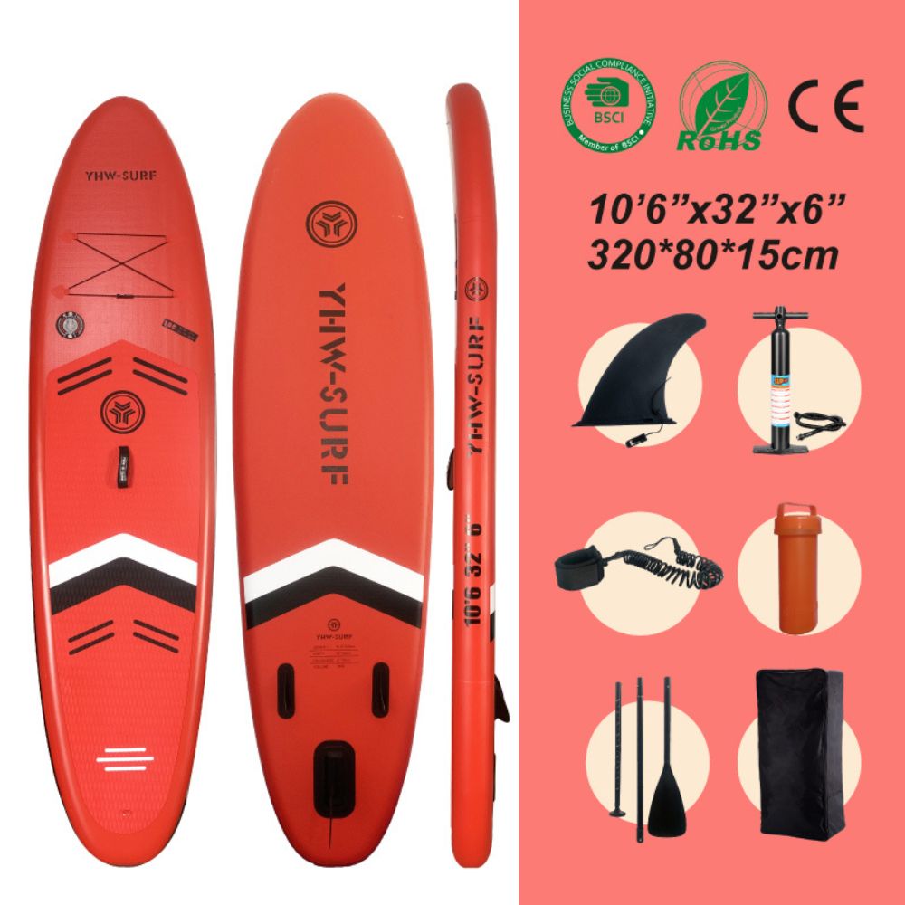 Φουσκωτή Σανίδα SUP 3.20m Κόκκινη με Κουπί, Αξεσουάρ και Σακίδιο Μεταφοράς