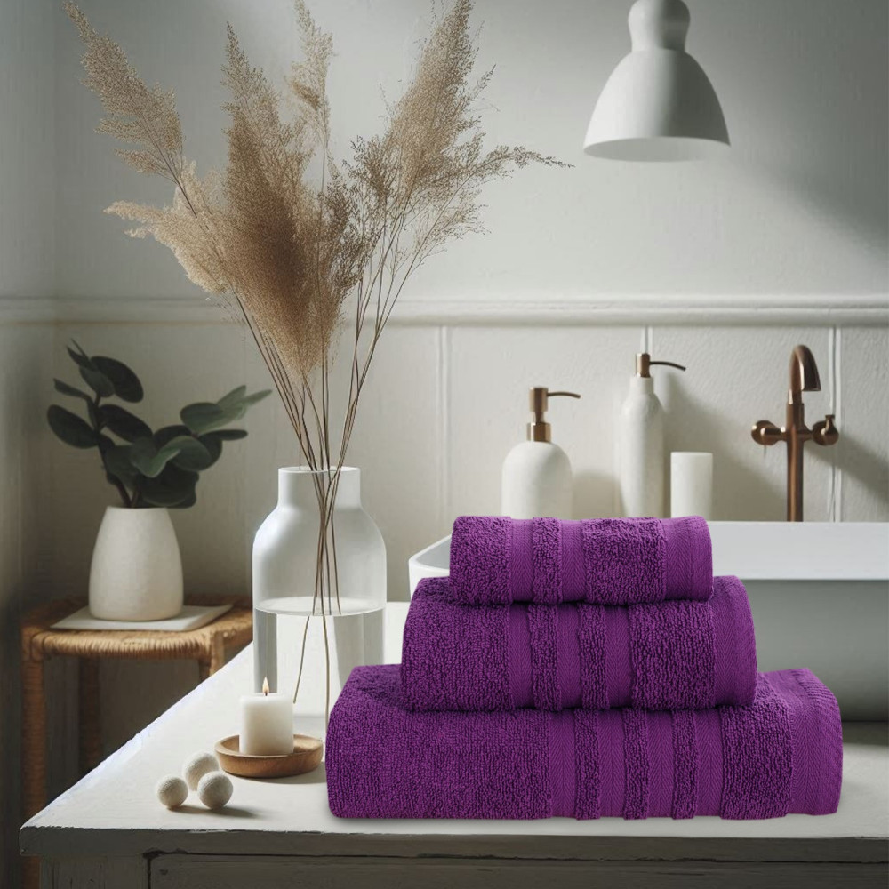 Πετσέτες Μπάνιου (Σετ 3τμχ) 100% Βαμβάκι  Blanca Purple 500gsm