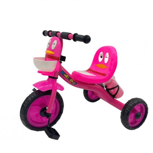Ποδηλατάκι Μεταλικό Τρίκυκλο Παπάκι με φώτα και μουσική Ροζ LY-7-PINK