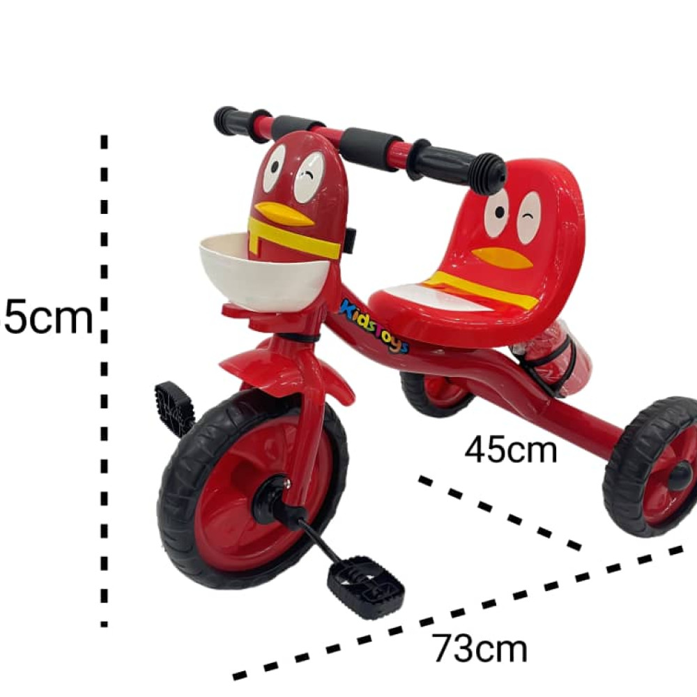 Ποδηλατάκι Μεταλλικό Τρίκυκλο Παπάκι με φώτα και μουσική Κόκκινο LY-7-RED