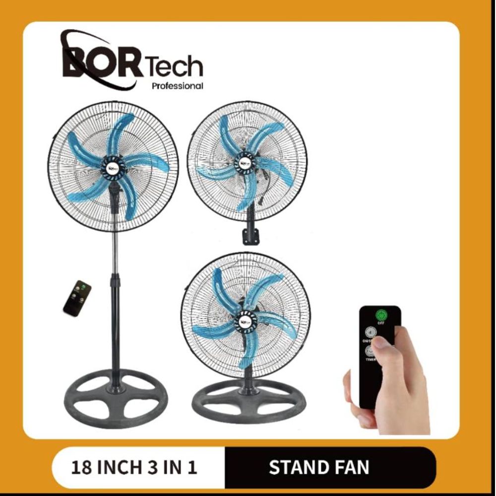 BORTECH 3 σε 1 Ανεμιστήρας ορθοστάτης δαπέδου 100W με διάμετρο 45cm 5 λεπίδες τηλεχειριστήριο FS45-1