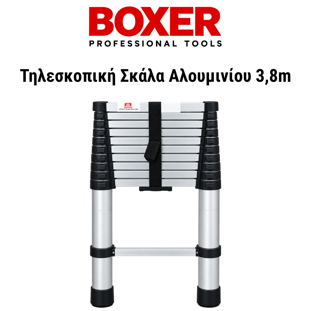 BOXER Τηλεσκοπική Σκάλα Αλουμινίου 3,8m Πτυσσόμενη Επαγγελματική BX099