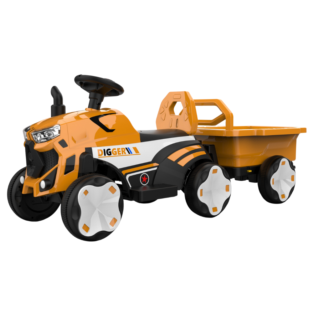 Ηλεκτροκίνητο Παιδικό Τρακτέρ με Καρότσα, Φώτα και Μουσική Κίτρινο 6V JMB1002-YELLOW