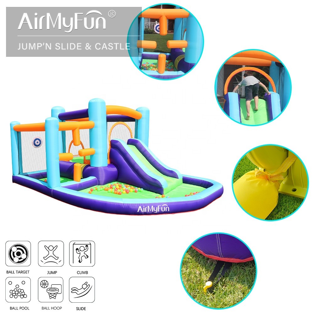 Φουσκωτό Τραμπολίνο Jump Zone με Τσουλήθρα, Μπαλοπισίνα & Παιχνίδι Στόχου 400×315×185 cm