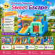 Φουσκωτό Τραμπολίνο Sweet Escape με Διπλή Τσουλήθρα, Χώρο Αναπήδησης & Διαδραστικό Παιχνίδι Στόχου 345×333×225 cm