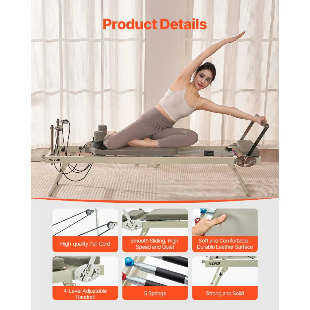 Επαγγελματικό Πτυσσόμενο Κρεβάτι Pilates Reformer Γκρι S1001E-GREY