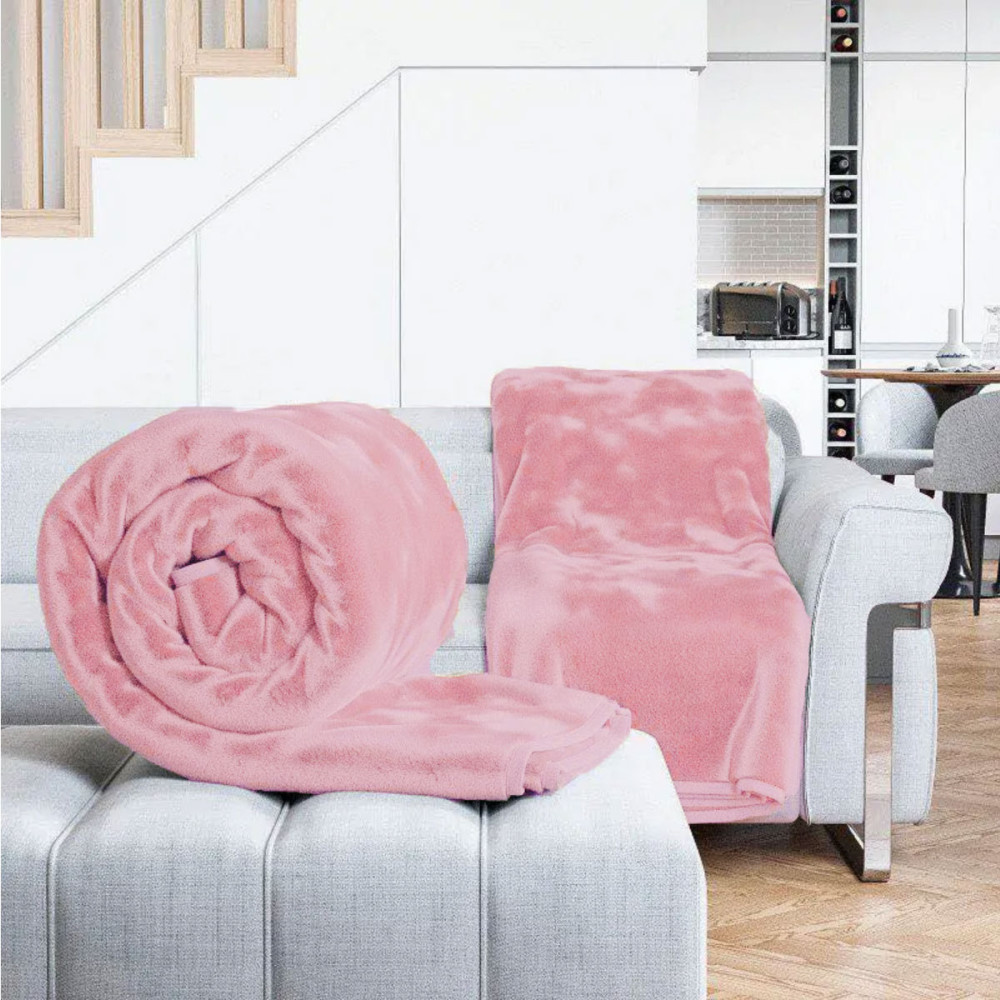 1+1 Δώρο Κουβέρτα Ισπανική Βελουτέ Gabriella Williams Υπέρδιπλη Ροζ 3kg 220x240cm BLVL01-PINK