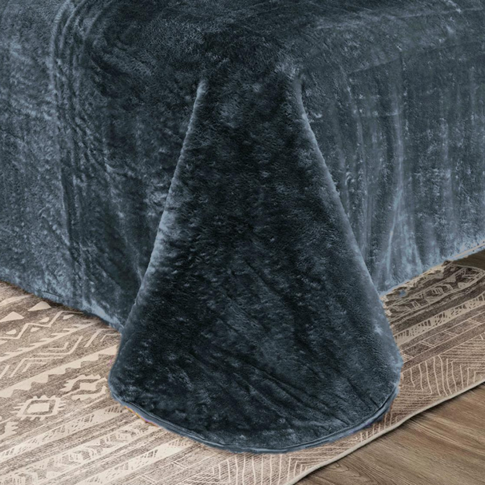 1+1 Δώρο Κουβέρτα Ισπανική Βελουτέ Gabriella Williams Υπέρδιπλη Σκούρο Γκρι 3kg 220x240cm BLVL01-VLDGREY