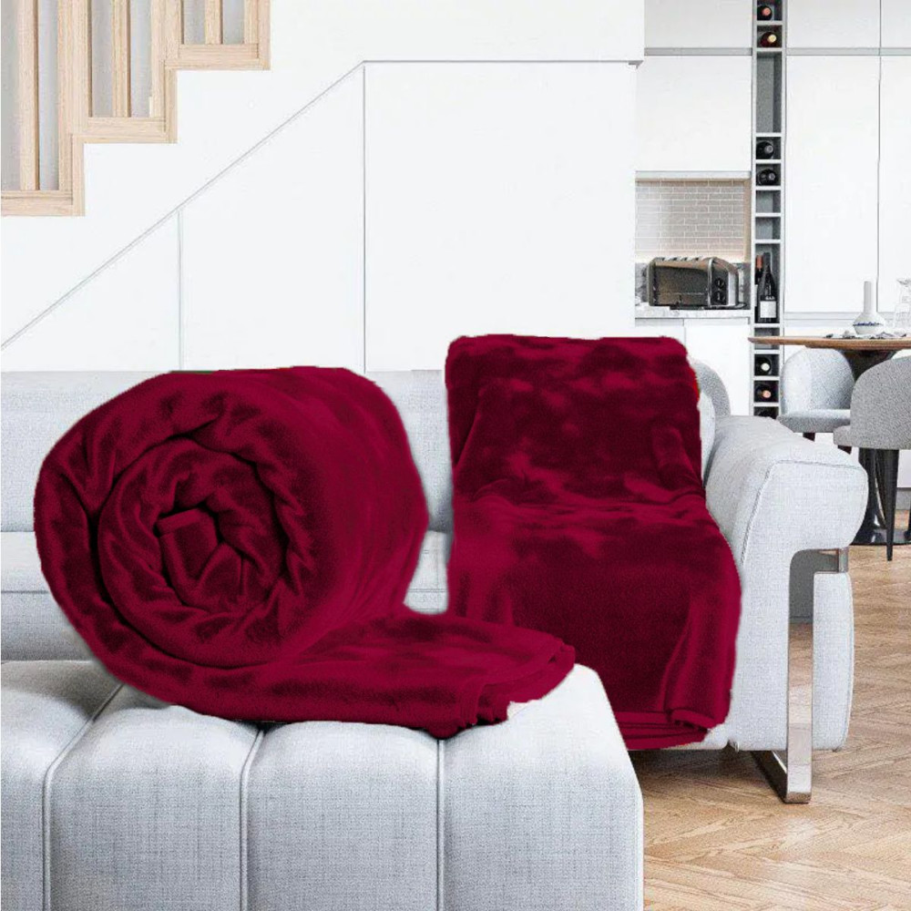 1+1 Δώρο Κουβέρτα Ισπανική Βελουτέ Gabriella Williams Υπέρδιπλη Κόκκινη 3kg 220x240cm BLVL01-RED