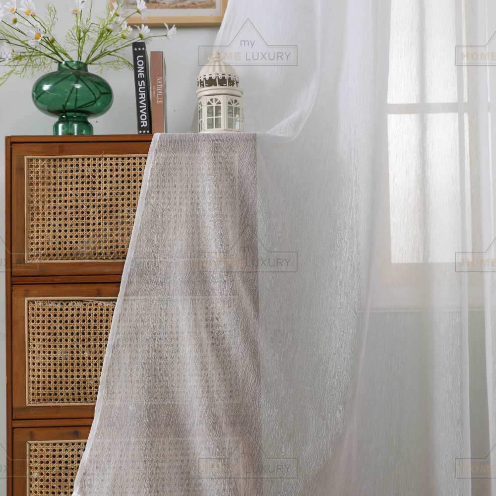 Line - Κουρτίνα Ημιδιάφανη Λευκή Με Κρίκο Υ295ΧΦ270cm A6037-12