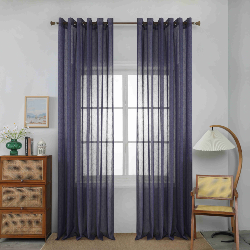 Line - Κουρτίνα Ημιδιάφανη Μπλε Σκούρο Με Κρίκο Υ295ΧΦ270cm A6037-20