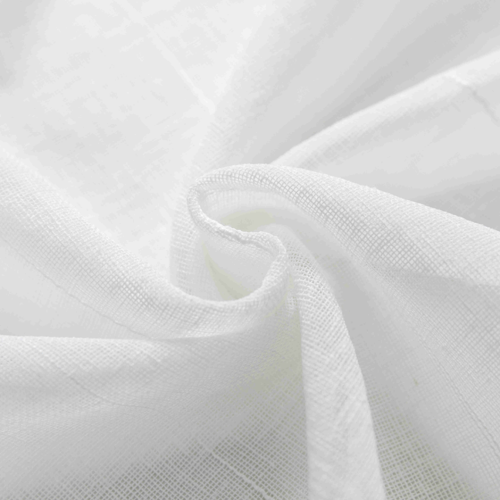 Κουρτίνα Λινή Ημιδιάφανη Καρό Λευκή Με Κρίκο Υ290xΦ270cm A6044-12