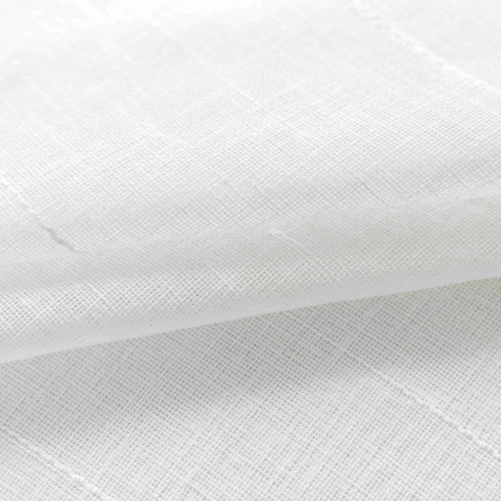 Κουρτίνα Λινή Ημιδιάφανη Καρό Λευκή Με Κρίκο Υ290xΦ270cm A6044-12