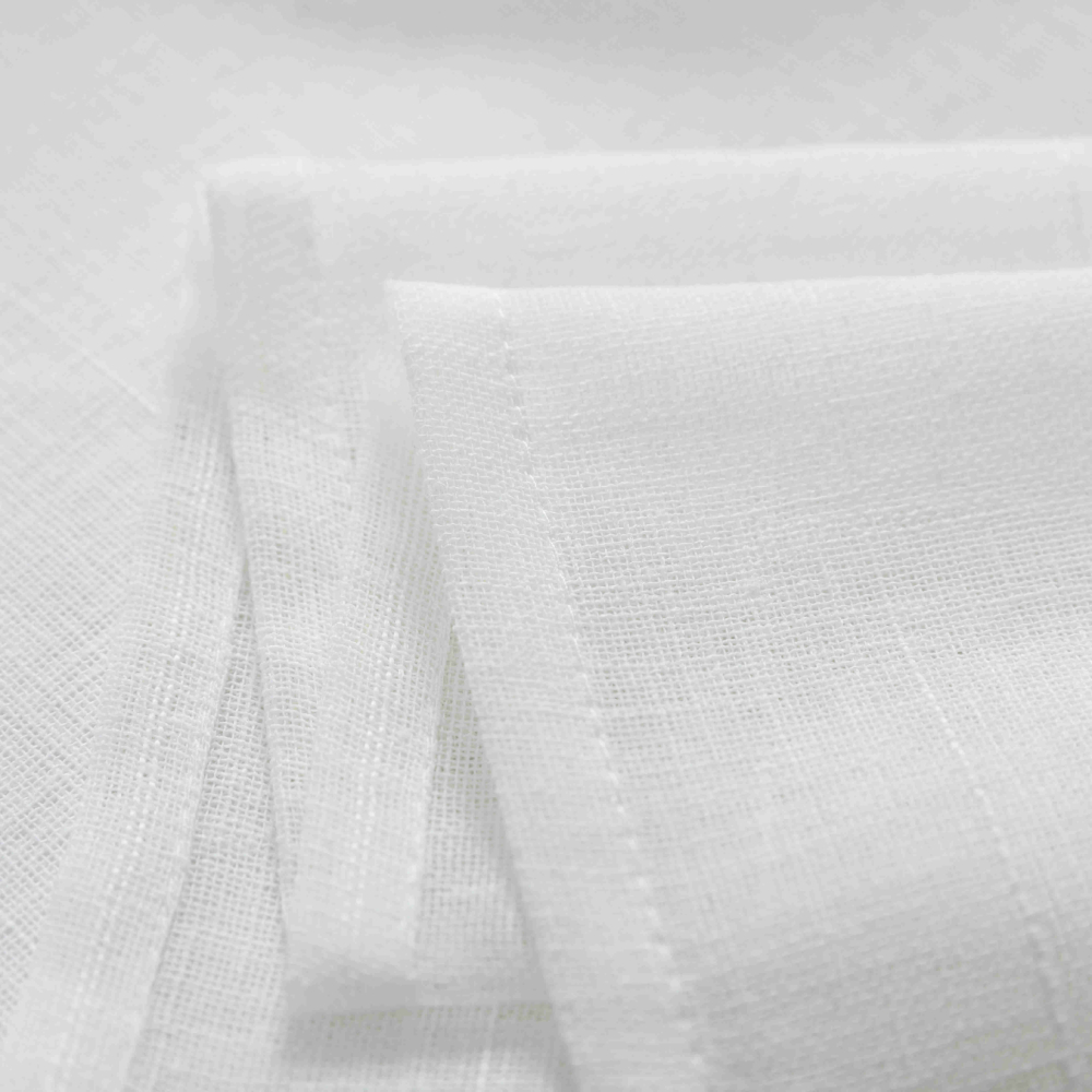 Κουρτίνα Λινή Ημιδιάφανη Καρό Λευκή Με Κρίκο Υ290xΦ270cm A6044-12