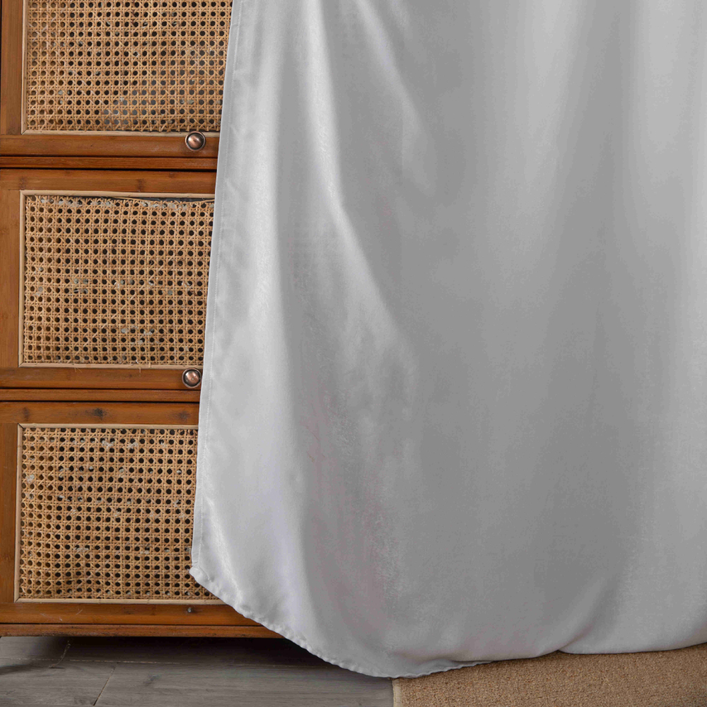 Velour Satin Κουρτίνα Ανοιχτό Γκρι 80% Σκίασης Με Κρίκο Υ270xΦ280cm A6341-17