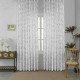 Κουρτίνα Leaves Λευκή με Σκούρο Γκρι Κέντημα Με Τρέσα 270x270cm 6020-5