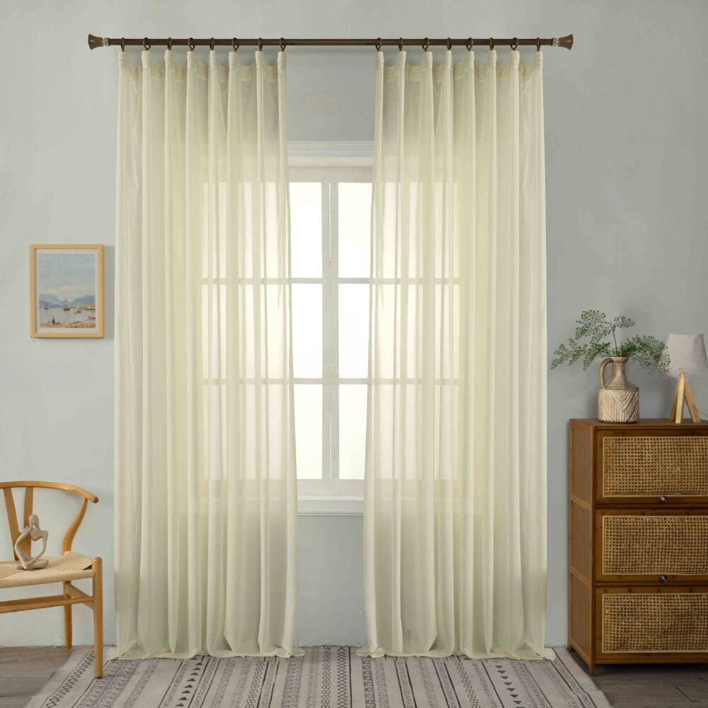 Κουρτίνα Ημιδιάφανη Βουάλ Μπεζ Με Τρέσα 270x280cm 6030-2