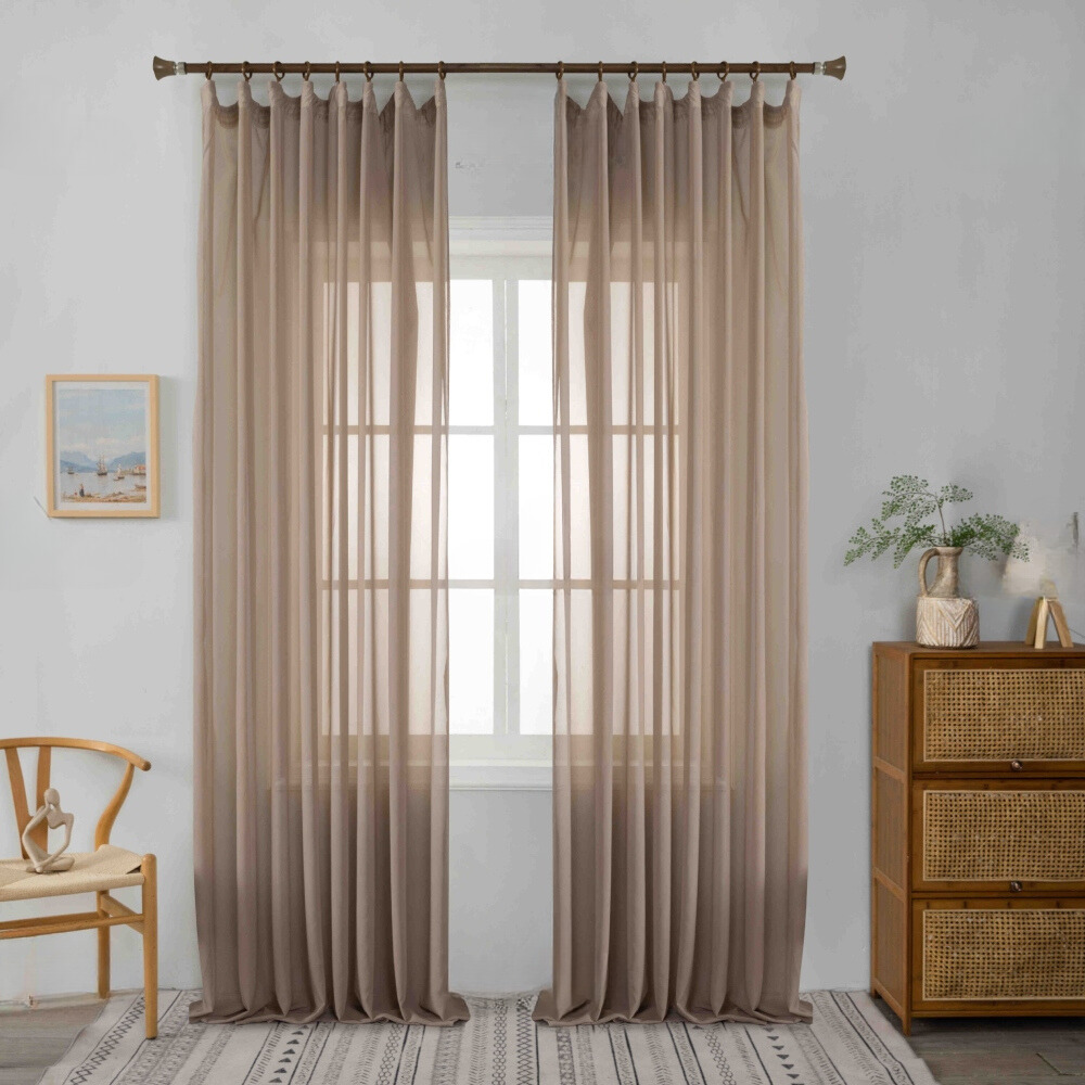 Κουρτίνα Ημιδιάφανη Βουάλ Καφέ Με Τρέσα 270x280cm 6030-4