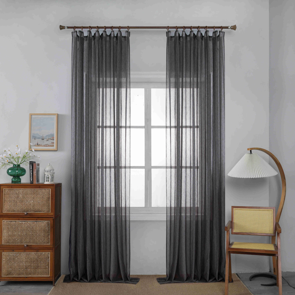 Line - Κουρτίνα Ημιδιάφανη Μαύρη Με Τρέσα Υ295ΧΦ270cm 6037-18 Line - Κουρτίνα Ημιδιάφανη Μαύρη Με Τρέσα Υ295ΧΦ270cm 6037-18