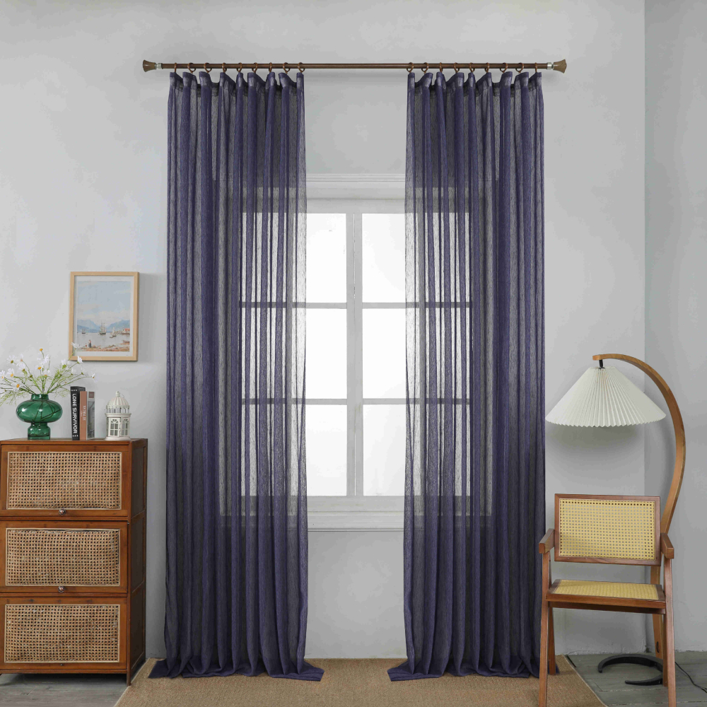 Line - Κουρτίνα Ημιδιάφανη Μπλε Σκούρο Με Τρέσα Υ295ΧΦ270cm 6037-20