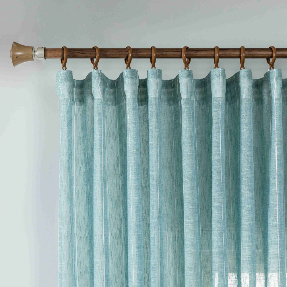 Κουρτίνα Λινή Ημιδιάφανη Μπεζ Μέντα Με Τρέσα Υ290xΦ270cm 6044-5