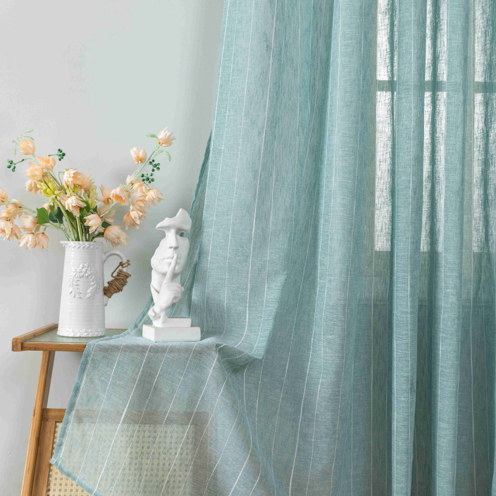 Κουρτίνα Λινή Ημιδιάφανη Μπεζ Μέντα Με Τρέσα Υ290xΦ270cm 6044-5