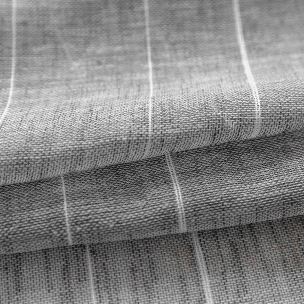 Κουρτίνα Λινή Ημιδιάφανη Καρό Γκρι Με Τρέσα Υ290xΦ270cm 6044-11