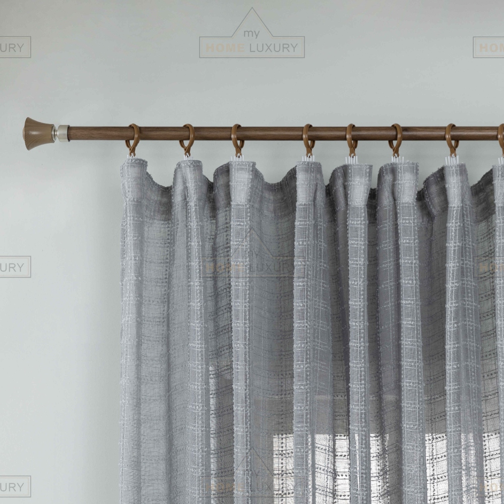 Κουρτίνα Λινή Ημιδιάφανη Γκρι Με Τρέσα Υ270x280cm 6780-11