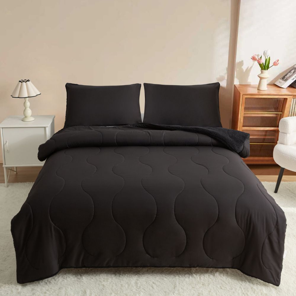 Μονό Σετ Κουβερτοπάπλωμα Softwell ΔΩΡΟ 1 Μαξιλαροθήκη Μαύρο 160X220 SFQ831-BLACK-1-S