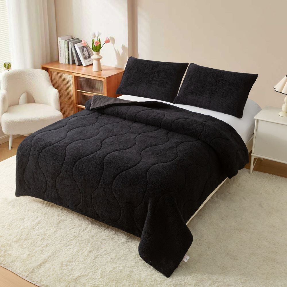 Μονό Σετ Κουβερτοπάπλωμα Softwell ΔΩΡΟ 1 Μαξιλαροθήκη Μαύρο 160X220 SFQ831-BLACK-1-S