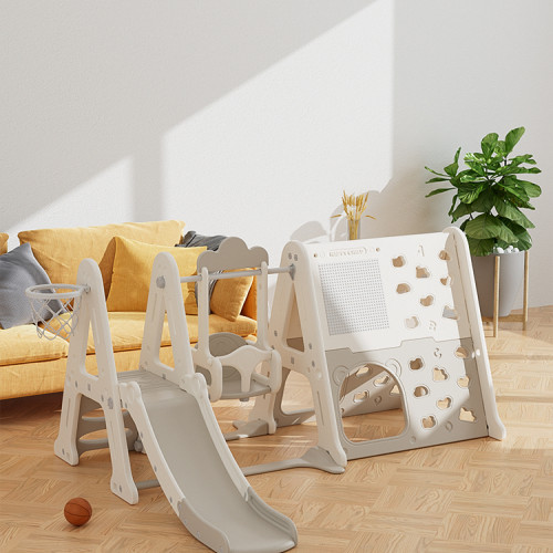 Παιδική Κούνια με Πίνακα Αναρρίχησης, Τσουλήθρα και Δίχτυ Γκρι AZ004-GREY