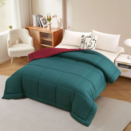 1 + 1 Δώρο Υπέρδιπλο Πάπλωμα διπλής όψεως Μπορντό - Πράσινο 220x240cm PDO-020