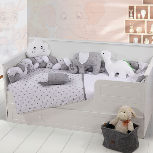 Πάντα Πλεξούδας Κούνιας Γκρι - Λευκό 240cm