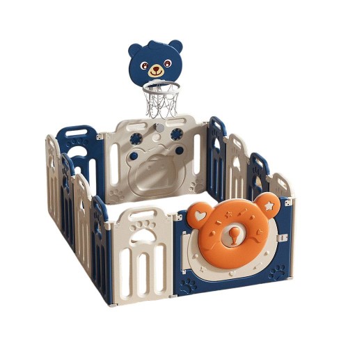 Πλαστικός Φράχτης Παιχνιδιού Captain Bear με Μπασκέτα Μπλε QD085-BLU