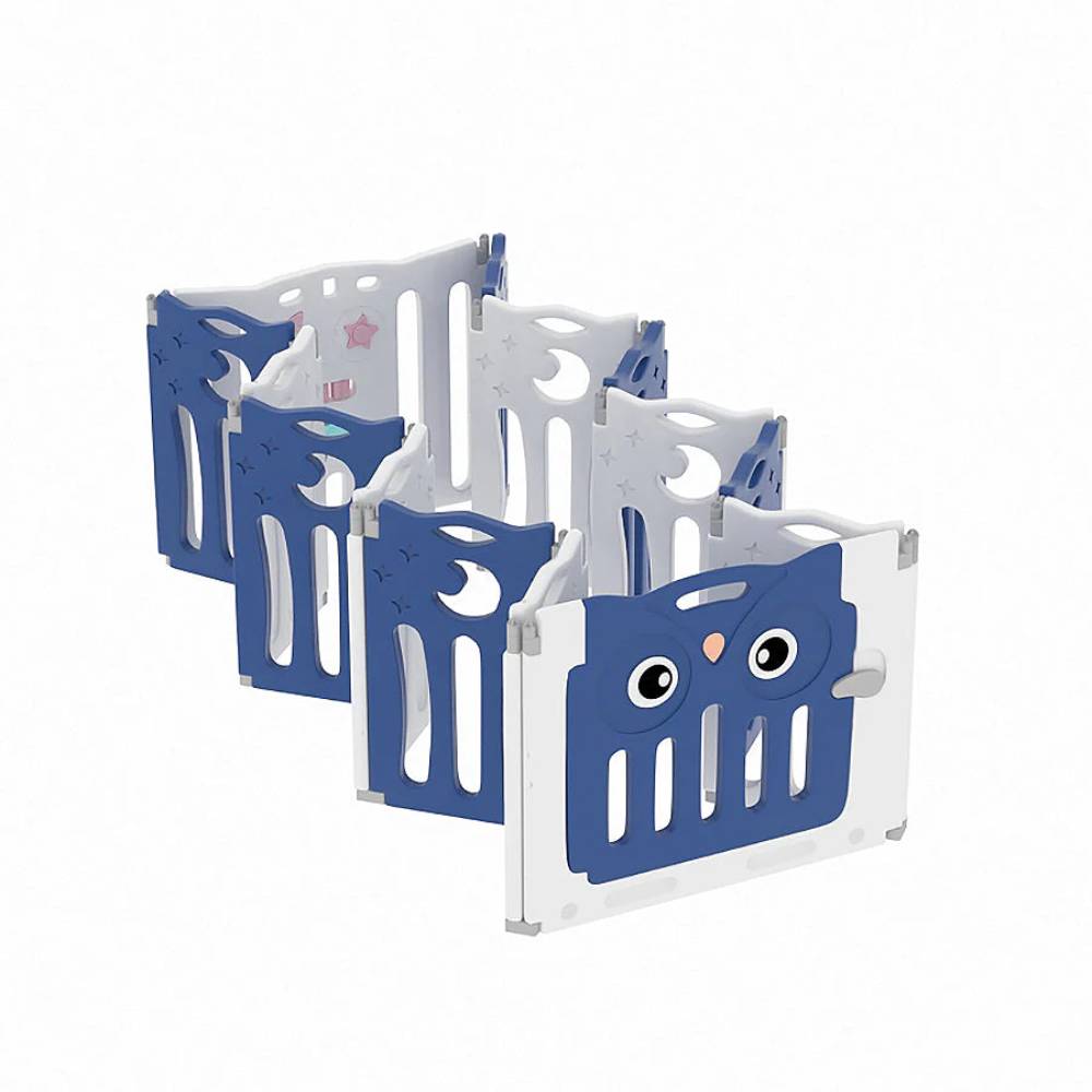 Σετ Παιδότοπου 179x179cm Πλαστικό Owl με Φράχτη  με κούνια, χαλάκι, τσουλήθρα και Μπασκέτα Μπλε ZH012-BLU