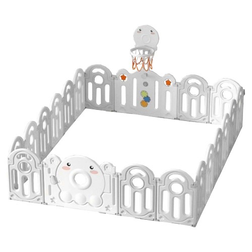 Πλαστικός Παιδότοπος Φράχτης Παιχνιδιού με μπασκέτα Octopus Λευκό-Γκρι ZY004-WH