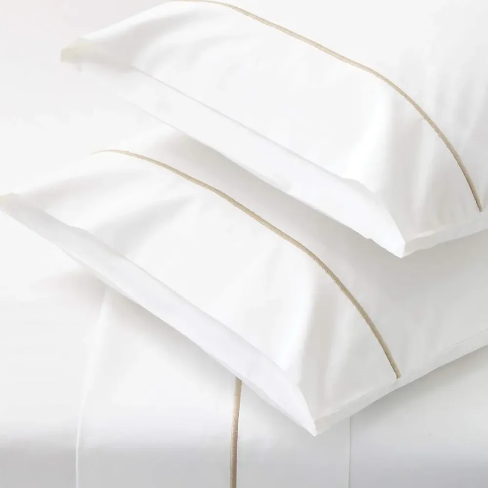 Σετ Σεντόνια Υπέρδιπλα Βαμβακοσατέν 4τμχ 300tc 240x260 Λευκό-Χρυσό SMH-210