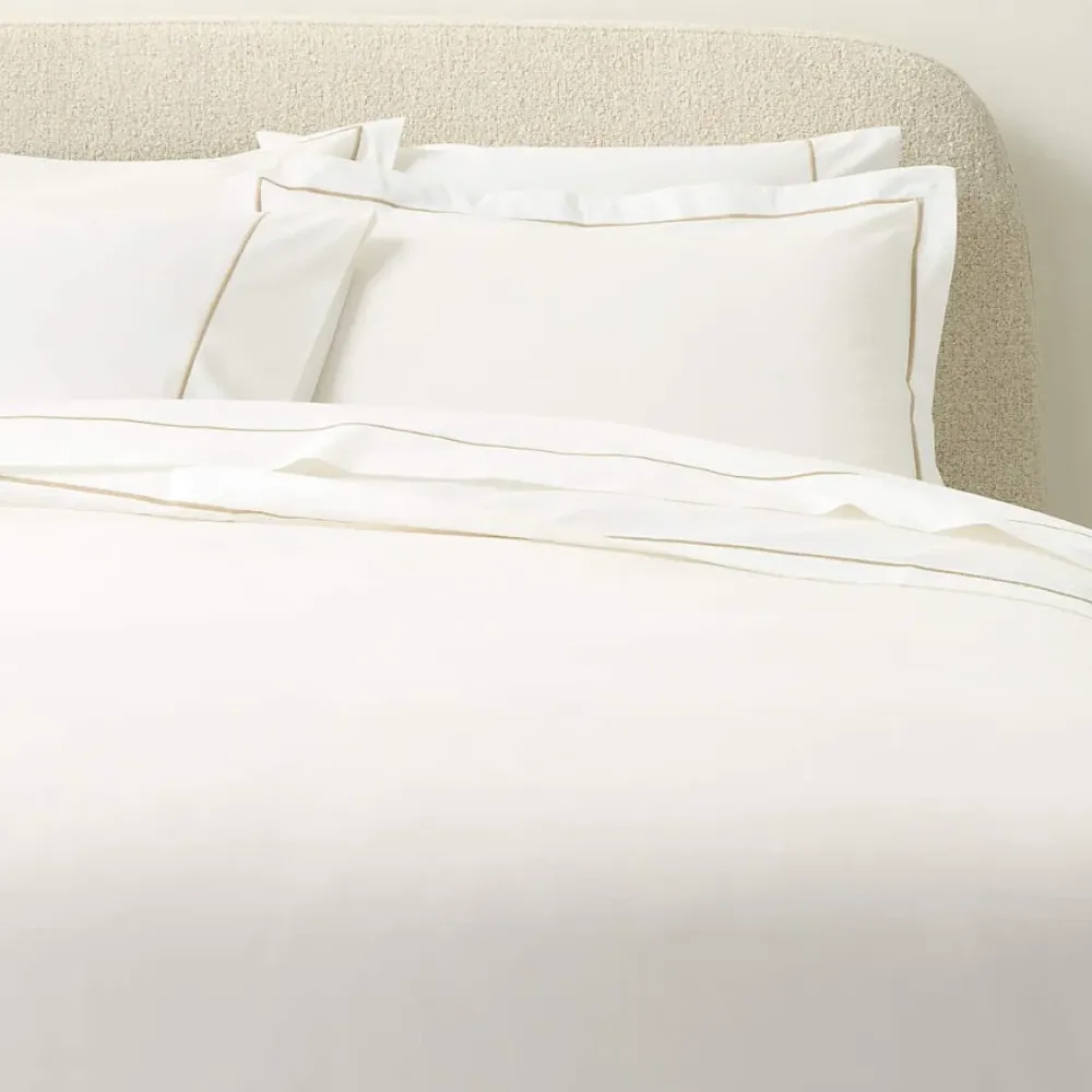 Σετ Σεντόνια Υπέρδιπλα Βαμβακοσατέν 4τμχ 300tc 240x260 Λευκό-Χρυσό SMH-210