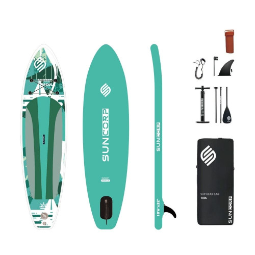 Φουσκωτή Σανίδα SUP 3.20m Τιρκουάζ με σχέδιο – Με Κουπί, Αξεσουάρ & Σακίδιο Μεταφοράς